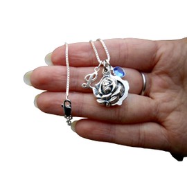 Sliding Rose Locket Saint Michael/Guardian Angel, 18" Sterling Silver Box Chain, St. Michael Rose Medallion Necklace