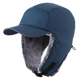 Magracy Mens Warm Winter Hat Water Resistant Baseball Cap with Ear Flaps, blue, Unit size
