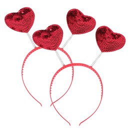 Heart Headband Sequin Hair Band Valentine's Day Headband Boppers Hair Accessories Love Headband for Holiday Festival Party 2 PCS