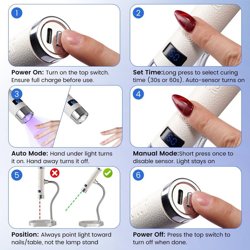 Rosiour Mini UV Lamp for Gel Nails- Rechargeable Handheld Nail
