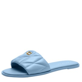 Coach Women's Holly Quilted Leather Sandal Platform, Charcoal/Black, 6