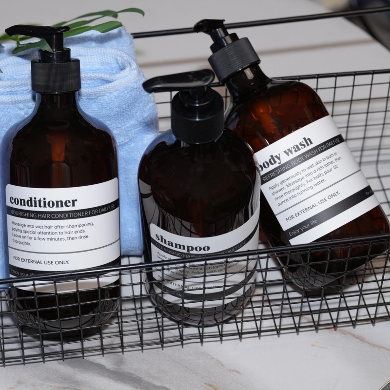 Abriclo 480ml Refillable Shampoo and Conditioner Bottles, Shampoo and Conditioner