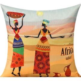 All Smiles Ethnic African Decor Throw Pillow Covers Cases Decorative Africa Safari Print Outdoor Cushion Home Décorations 18" x18" Set of 4 for Sofa Couch Living Room