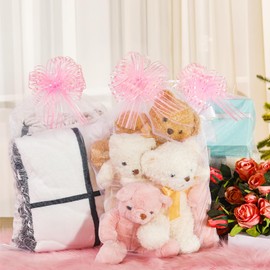 SilTriangle 15 Sets 16 x 24 Inches White Extra Large Drawstring Organza Bags with Pink Organza Pull Bows Mesh Gift Drawstring Pouches Bags Gift Wrapping Ribbon Bow for Christmas Wedding Birthday