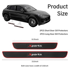 carleef 4PCS Car Door Sill Protector,Anti-Scratch Rubber Car Door Protector Edge Guards for Door Steps,Universal Automotive Exterior Accessories Waterproof Door Threshold Strips (Sport, Width 2.36"")