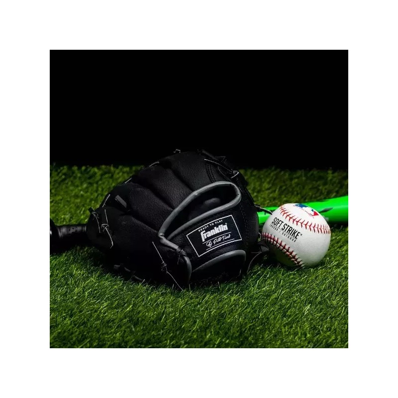 Franklin Teeball Baseball Glove 8.5" Ready to Play Black Silver
