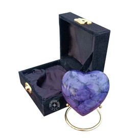 Purple Cremation Urn for Ashes Keepsake Heart Urn with Black Box and Brass Stand Mini urn for Your Loved one Adult & Funeral Burial for Adults and Infants