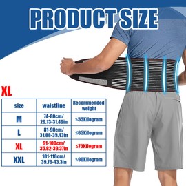 RGKY Rückenbandage,Rückenstützgürtel für Herren und Damen,Rückengurt Mit 5 Stützmodule,Vorbeugung von Verletzungen und Stabilisierung der Lendenwirbelsäule - XL Größe