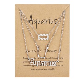 ShiQiao Spl Horoscope Necklace for Women Astrology Necklace Aquarius Gifts for Girls Birthday Christmas Gifts Star Pendant Neckalce 3 Layer Necklace