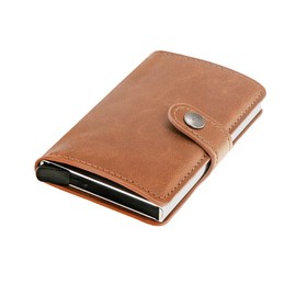 Artizanni Minimalist Slim RFID Automatic Pop-Up Compartment Wallet Slim Business Credit Card Secure Holder SD 028 (Cognac)