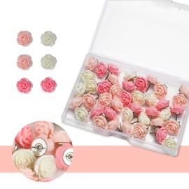 40Pcs Flower Push Pins Rose Decorative ThumbTacks for Cork Board Cute Pink Decorative Push Pins for Bulletin Board, Photos Wall Maps,Offices School | Vukasi