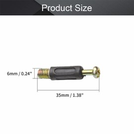 MroMax 6x35mm Bronze Metal Dowel with Plastic Furniture Connecter Fittings Thread Bolts Dowels Screws for Cabinet Drawer Dresser and Wardrobe Furniture Panel Connecting Black Tone 20Pcs