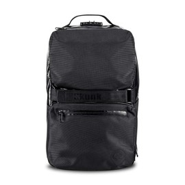 Skunk SoHo Backpack - Smell Proof - Weather Resistant - With Combination Lock (Black/Black Leather)