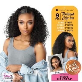 Sensationnel Curls Kinks & Co Textured Clip-In - MOVE MAKER 14″ (Color:1 Jet Black)