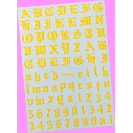 Art Latin Roman English Alphabet Letters Numbers 3D Nail Art Sticker Orange Yellow for Nails Design Nail Art Stickers Decals Supplies Manicure Tips Sticker Colorful for Nail Decorations