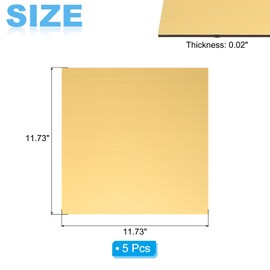 PATIKIL Plastic Sheets, 5Pack 11.73x11.73 Inch ABS Sheet Colorful Board Panel for Sign, DIY, Painting, Art Craft, Brushed Gold/Black