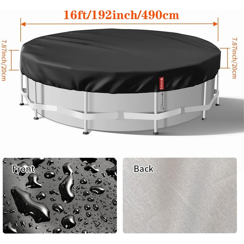 VniYors 16 Ft Round Pool Cover, Hot Tub Cover, Solar