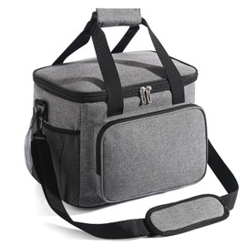 Funroute Cool Bag 15 L, Lunch Bag, Portable Lunch Bag, Office Lunch Bag, Insulated Lunch Bag, Leak-Proof Thermal Bag, Insulated Bag, Breakfast Bag, Men/Women for Work, School, Travel (Grey)