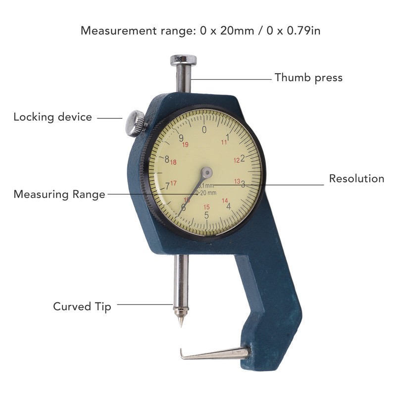 Thickness Gauge Portable Clear Scale Pointer Display Wear Resistant Thickness