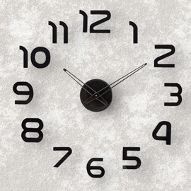 SIEMOO Large DIY Wall Clock, 3D Mirror Number Stickers Large Wall Clock Kit Mute Frameless Modern Design for Home Living Room Bedroom Office Decoration-Black 002