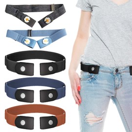 5 Piece Belt Without Buckle Set, 5 Colours Seamless Elastic Waist Belt, Elegant Elastic Belt Women, Durable Elastic Belt Men, Elastic Belt for Jeans Dress, multicoloured