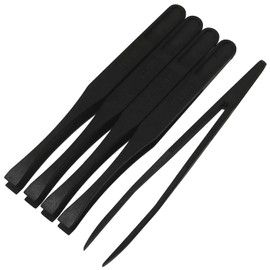 E-outstanding 5PCS 93308 Plastic 116mm Wide Flat Tip Plastic Antistatic Tweezers, Black