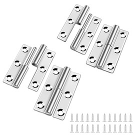 Pack of 4 Removable Hinges 2.5 Inch, Door Hinge 304 Stainless Steel with Screws, Removable Hinge, Foldable Door Hinges, Furniture Hinges for Door, Furniture, Cabinet, Folding Table, Wooden Box, 64 mm