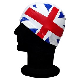 Blue Reef Stretchy Pull On Easy Fit Saltire Union Jack St George Welsh Dragon Pull On Swimming Hat One Size For Ages 8+ Years (Union Jack)