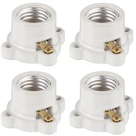 Saysurey 4 Pcs Porcelain Lamp Holder Socket E26/E27 Medium Keyless Threaded Socket with Two Hole Flanged Mounting 660W 250V Medium Base Lampholder Cleat Sockets for Indoor Garage Closet Lighting