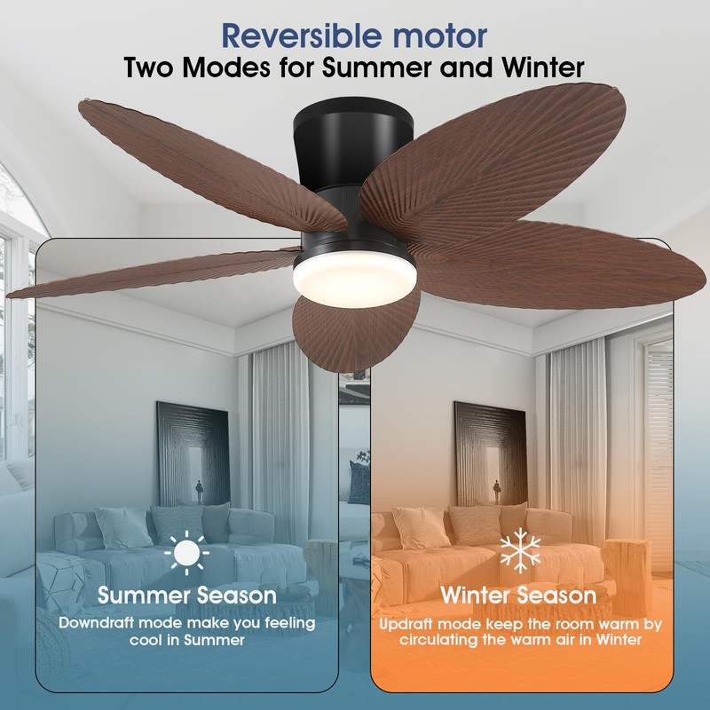 Surtime Palm Leaf Ceiling Fans with Lights-42 Tropical Ceiling Fan