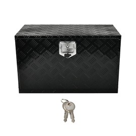 BIGREAT 30'' Inch Aluminum Underbody Truck Box with T-Handle Latch,18 x 17 x 30 Inch Underbed Toolbox With Durable Lock Black For Storage And Organization