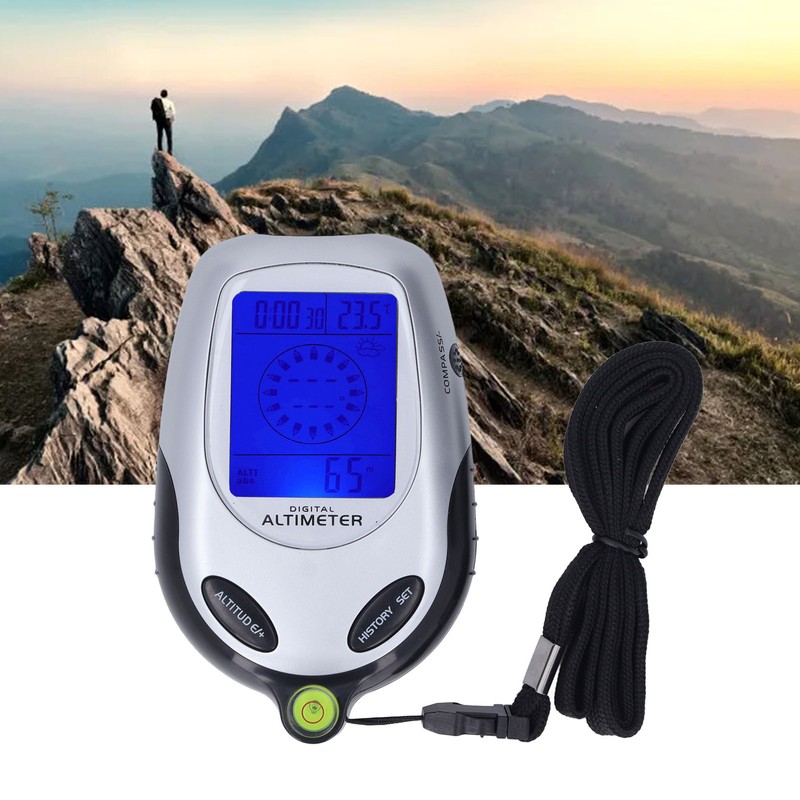 6 in 1 Altimeter Barometer Digital Display Multifunctional Thermometer Clock