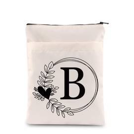 HOLLP Alphabet Book Cover S/N/B/R/T/L Letter Initial Waterproof Zipper PouchInitial English Book Sleeve (Book Sleeve B)