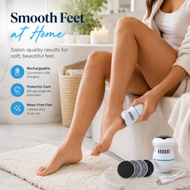 Electric Foot File for Smooth Heel Care – Rechargeable Callus Remover with Vacuum Collection for Home Pedicure Use