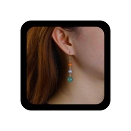 Aneneiceera Vintage Green Pearl Dangle Earrings Round Jade Bead Drop Earring Green Stone Earring Linear Pearl Earrings Jewelry for Women