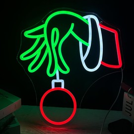 Christmas Neon Sign,Merry Christmas LED Decoration Neon Signs for Wall Decor,Dimmable Hand Neon Light,LED Neon Sign