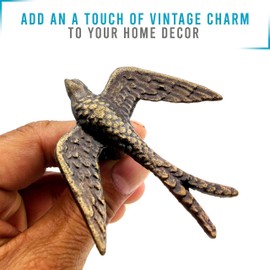 5MOONSUN5 Vintage Cast Iron Closet Door Pull Handles, Bronze Finish, Bird Design knobs Set of 2