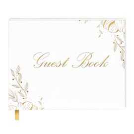 Wedding Guest Book, Gold Stamped Wedding Guest Book, Floral Guest Book Wedding Reception, Wedding Guestbook Floral Design, Wedding Book, Wedding Book Alternative, Beautiful Floral Guest Book