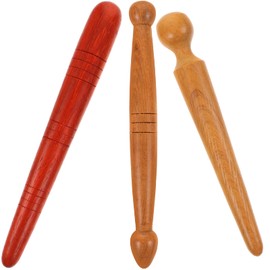 FOMIYES Traditional Thai Wooden Massage Sticks, Reflexology Hand Foot Massage Tool, Trigger Point Massager for Face Back and Neck Release 3pcs