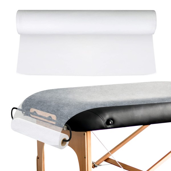 JJ CARE Disposable Massage Table Sheets - 60 Sheets [24" x 390 feet, 1 Roll] - 50% Thicker Perforated Massage Bed Cover, Non-Woven Disposable Roll for Massage Table for Waxing, Facial, Tattoo, & Spa