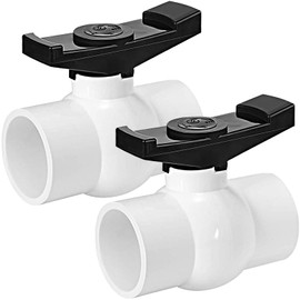 2 inch Slip PVC Ball Valve, 2Pack PVC Full Port Valves, Handle Easily Rotate Pool Shut Off Valve, Slip X Slip PVC Pool Valve, (SCH40) PVC Shut Off Valve, for Pool, Industry System