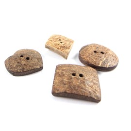 Its all Natural Decorative and Unique Handmade Natural Coconut Buttons - Natural Coco - Assorted Sizes - Assorted Coconut Shapes - 4 pcs/pk. #1862