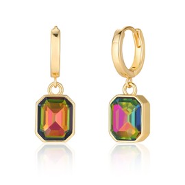 Secroma Hoop Earrings Gold for Women - 18 Carat Gold-Plated Earrings Small, Hypoallergenic Birthstone Crystal Hoop Earrings Gold, Jewellery Gifts for Women and Girls, Brass, No Gemstone