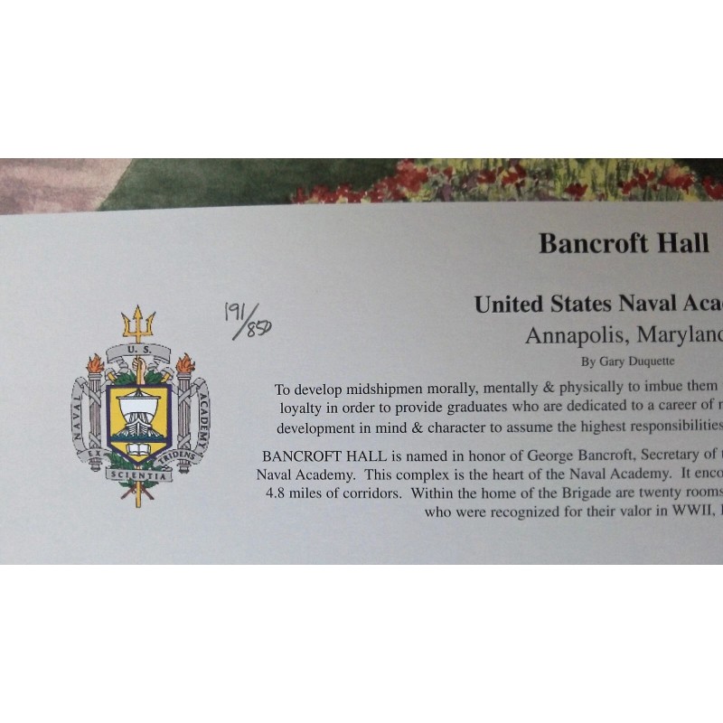 USNA Print signed by Col John Ripley (Navy Cross), USNA