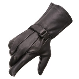 Milwaukee Leather SH864 Men's Black Deerskin Unlined OR Thermal Lined Gauntlet Gloves Available (XX-Large, Unlined)
