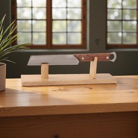Knife Display, Natural Oak Wood Knife Display Stand, Desktop Knife Holder Case for Fixed Blade Knife Collection for Displaying Knives Decor (Oak Wood)