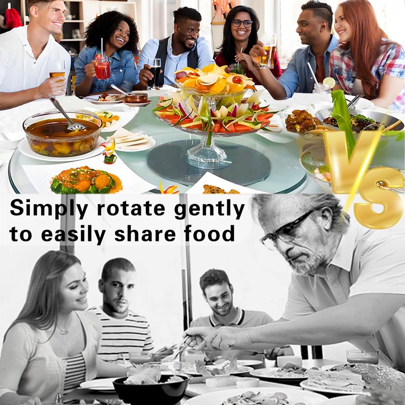 28'' Glass Lazy Susan Turntable Dining Table, 360° Large Round