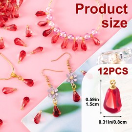 PAGOW 12 Pcs Pomegranate Charm for Jewelry Making, Pomegranate Seed Resin Pendants for DIY Necklace Earrings Bracelet Supplies (Red)