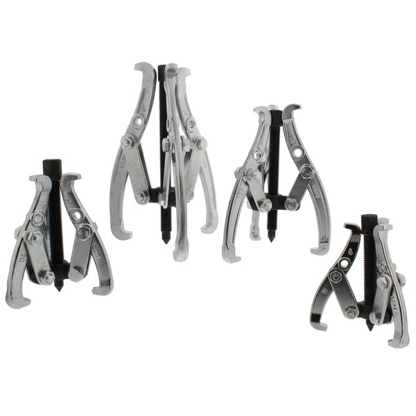 ABN 3-Jaw Gear Puller 4-Piece Set – 3in, 4in, 6in, 8in – Removal Tool Kit for Slide Gears, Pulley, and Flywheel