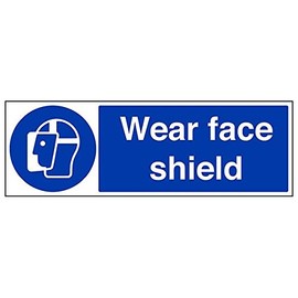 V Safety 41061BP-R'Wear Face Shield' Sign, Landscape, 600 mm x 200 mm (Pack of 3)
